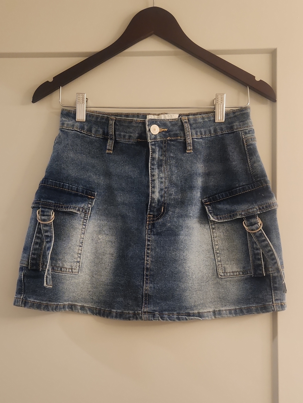 Project Rebel Denim Cargo Mini Skirt Juniors M D-Ring Straps Utility Y2K
